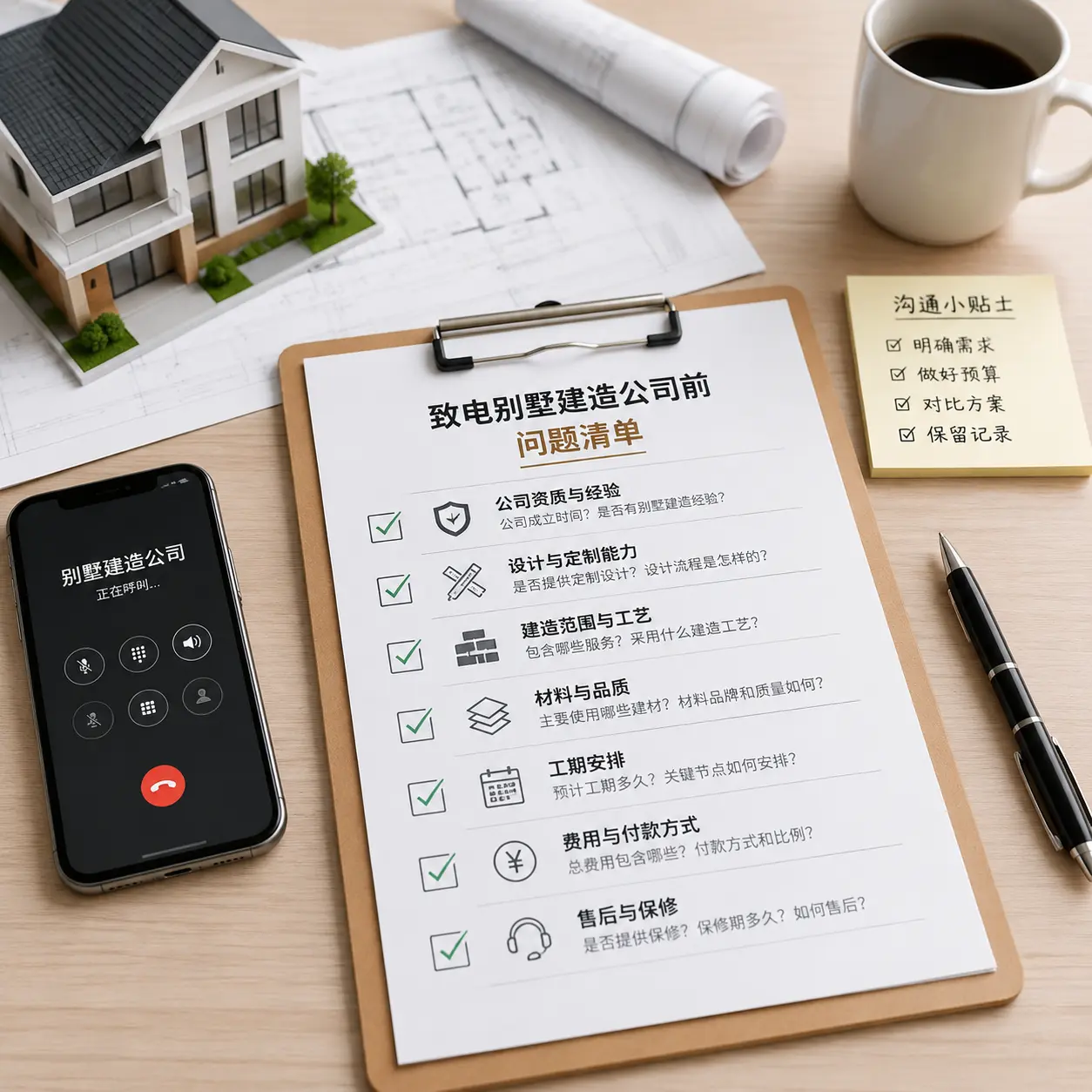 在普安拨打别墅建造公司电话前的准备工作